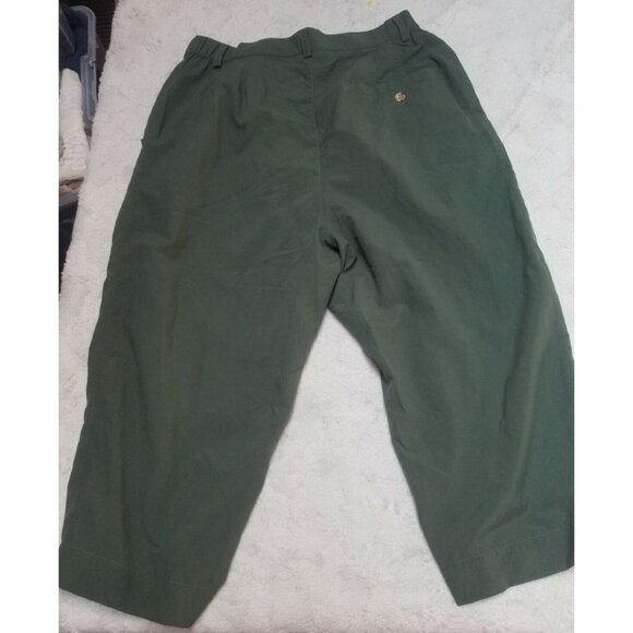Early Winters Womens Medium High Rise Pleated Cropped Capri Pants Green Casual - Picture 2 of 7